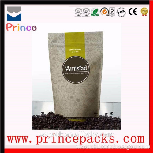 customized plastic aluminum foil kraft paper coffee bag with design/Fashion design kraft paper coffee bag